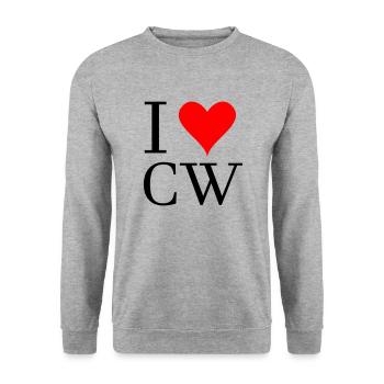 Ich liebe cw Amateurfunk - Unisex Pullover - Weißgrau meliert - Vorne - Alina (178cm) & Michal (187cm)