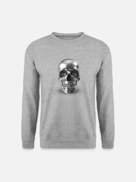 Silver Skull - silber schädel 3D - Unisex Pullover - Weißgrau meliert