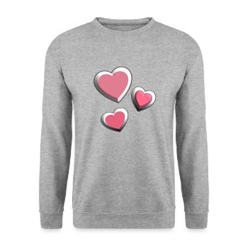 three Hearts - Unisex Pullover - Weißgrau meliert - Vorne - Alina (178cm) & Michal (187cm)