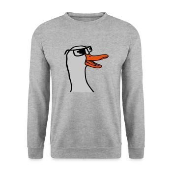 Gesicht Sonnenbrille Gans Comic - Unisex Pullover - Weißgrau meliert - Vorne - Alina (178cm) & Michal (187cm)