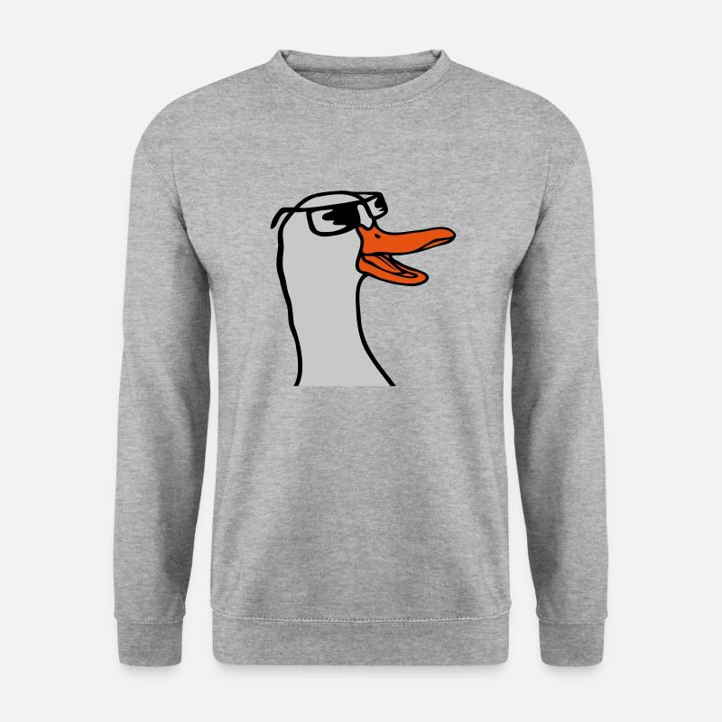 Gesicht Sonnenbrille Gans Comic - Unisex Pullover - Weißgrau meliert