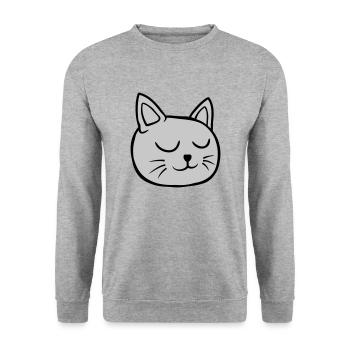Geschlossene Augen Katze schlafend - Unisex Pullover - Weißgrau meliert - Vorne - Alina (178cm) & Michal (187cm)