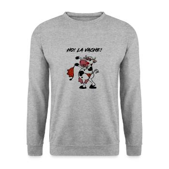 Phrase drôle | message drôle | texte drôle - Sweat-shirt Unisexe - gris chiné - Devant - Alina (178cm) & Michal (187cm)