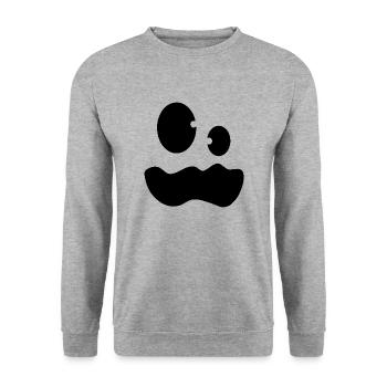 Ghost Costume Funny Ghul Face Halloween - Unisex Pullover - Weißgrau meliert - Vorne - Alina (178cm) & Michal (187cm)