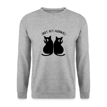JUST ACT NORMAL - BLACK CATS - Unisex Sweatshirt - salt & pepper - Front - Alina (178cm) & Michal (187cm)
