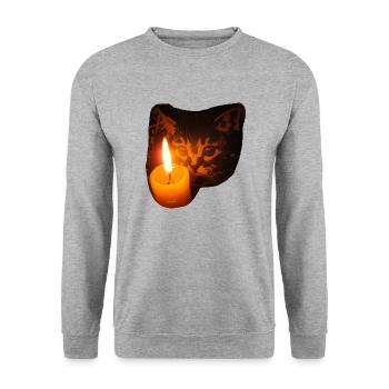 ZoffArt CAT & CANDLE - Unisex Pullover - Weißgrau meliert - Vorne - Alina (178cm) & Michal (187cm)