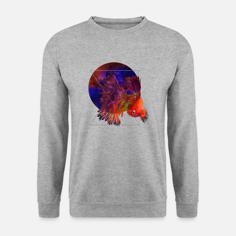 Weltraumfisch - Unisex Pullover - Weißgrau meliert
