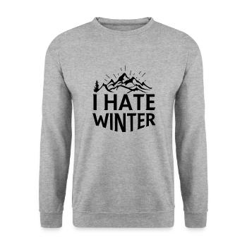 Ich hasse Winter, Ich hasse Schnee und Kälte - Unisex Pullover - Weißgrau meliert - Vorne - Alina (178cm) & Michal (187cm)