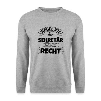 Sekretär Geschenke – Hat immer Recht - Unisex Pullover - Weißgrau meliert - Vorne - Alina (178cm) & Michal (187cm)