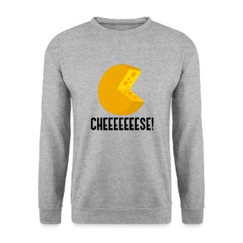 Citation ironique de Cheeeese Food Lover - Sweat-shirt Unisexe - gris chiné - Devant - Alina (178cm) & Michal (187cm)