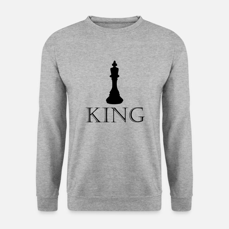 King - Schriftzug mit Bild - Unisex Pullover - Weißgrau meliert
