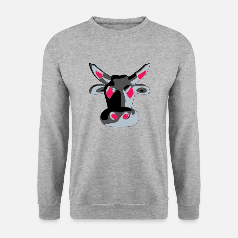 Stilisierter Kuhkopf - Unisex Pullover - Weißgrau meliert