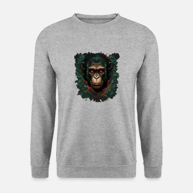Der Schimpanse - Unisex Pullover - Weißgrau meliert