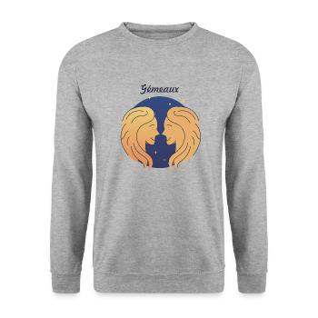 Gémeaux - Sweat-shirt Unisexe - gris chiné - Devant - Alina (178cm) & Michal (187cm)