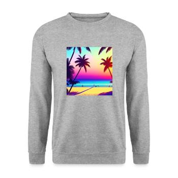 Retro Beach 80s - Unisex Sweatshirt - salt & pepper - Front - Alina (178cm) & Michal (187cm)
