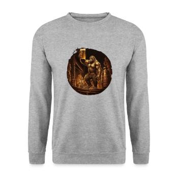 Gorilla taps beer in brewery - Unisex Sweatshirt - salt & pepper - Front - Alina (178cm) & Michal (187cm)