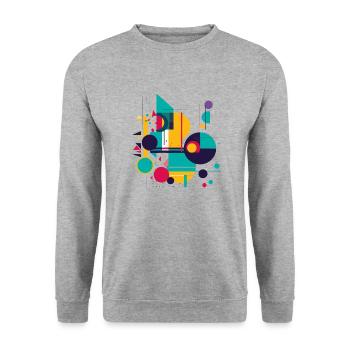 Abstraktes Design - Unisex Pullover - Weißgrau meliert - Vorne - Alina (178cm) & Michal (187cm)