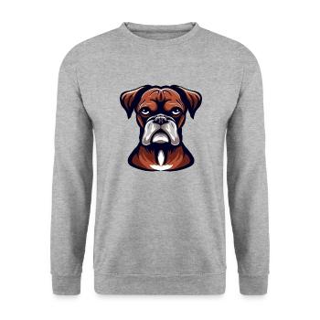 BOXERHUND - Unisex Pullover - Weißgrau meliert - Vorne - Alina (178cm) & Michal (187cm)