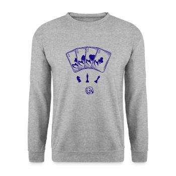 boardgame chess backgammon game night - Unisex Pullover - Weißgrau meliert - Vorne - Alina (178cm) & Michal (187cm)