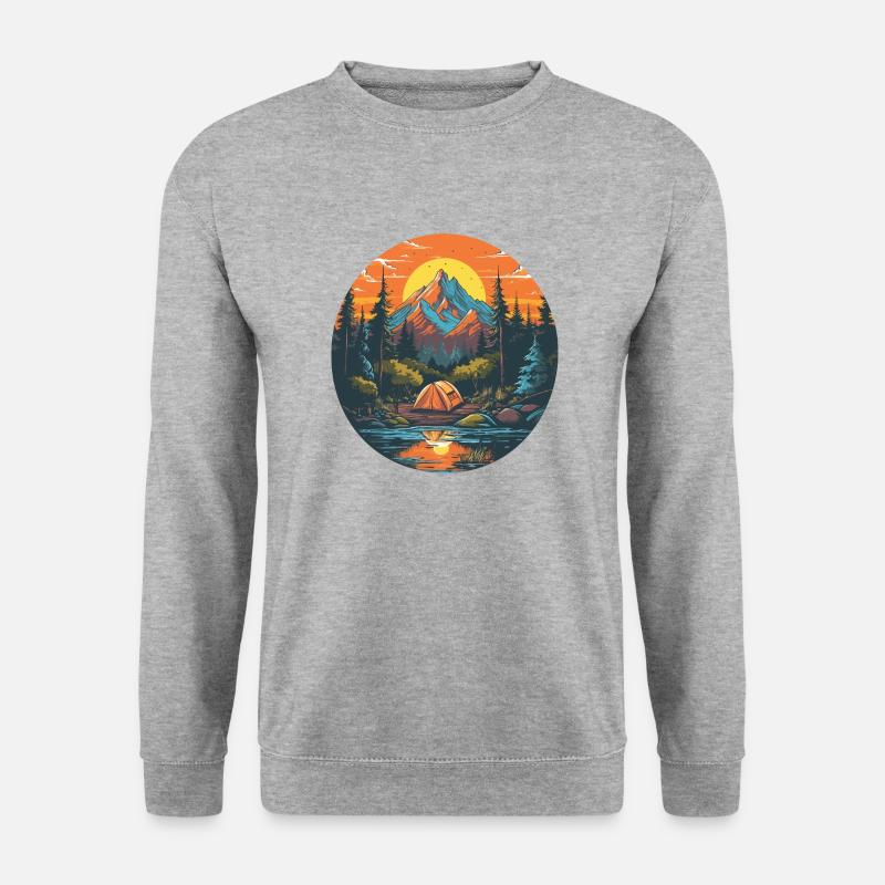 Camping - Unisex Pullover - Weißgrau meliert