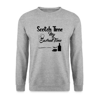 Scotch Time Design - Unisex Pullover - Weißgrau meliert - Vorne - Alina (178cm) & Michal (187cm)