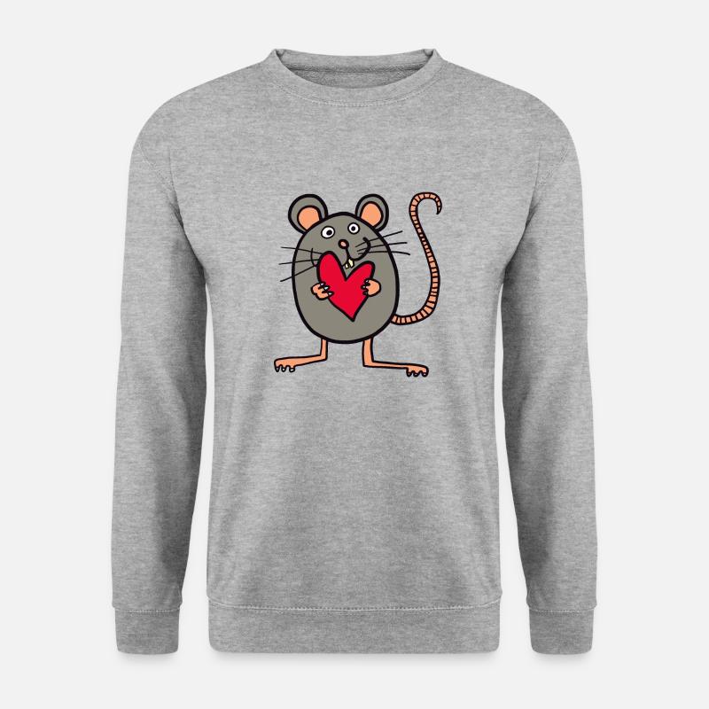Maus mit Herz - Unisex Pullover - Weißgrau meliert