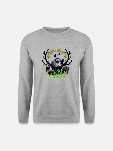 Jäger, Weidmann, Förster Motiv Weidmannsheil - Unisex Pullover - Weißgrau meliert