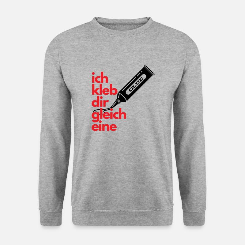 Ich kleb Dir gleich eine - Unisex Pullover - Weißgrau meliert