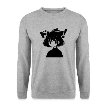 Girl japanese style comic - Unisex Sweatshirt - salt & pepper - Front - Alina (178cm) & Michal (187cm)