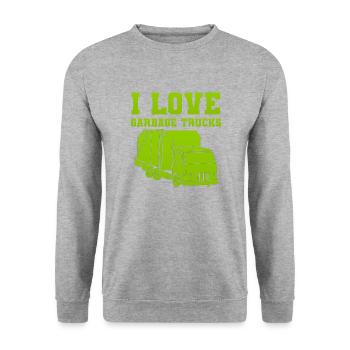 Müllwagen Liebe Müllabfuhr Kind Junge I Geschenk - Unisex Pullover - Weißgrau meliert - Vorne - Alina (178cm) & Michal (187cm)