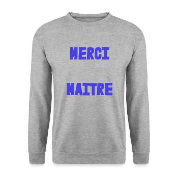 MEISTER. VIELEN DANK. DANKE, MEISTER. MEISTER. MEISTER-GESCHENK - Unisex Pullover - Weißgrau meliert - Vorne - Alina (178cm) & Michal (187cm)