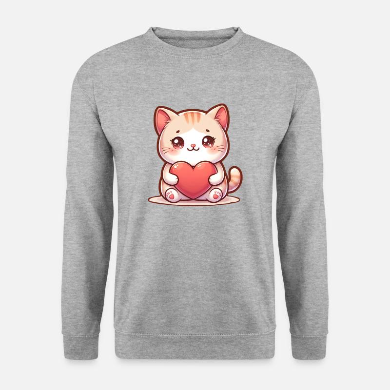 Herzliches Kätzchen - Unisex Pullover - Weißgrau meliert