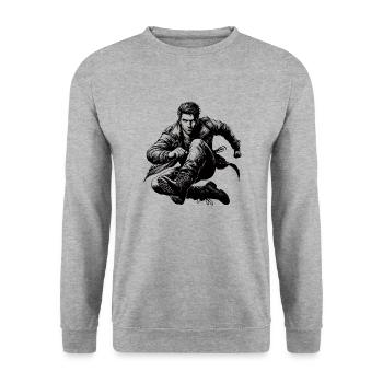 Badass Badboy Homme Virilité - Sweat-shirt Unisexe - gris chiné - Devant - Alina (178cm) & Michal (187cm)