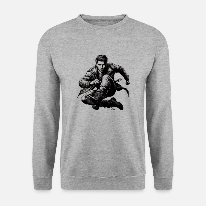 Badass Badboy Mann Männlichkeit - Unisex Pullover - Weißgrau meliert