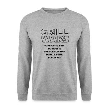 Grill Wars - Unisex Pullover - Weißgrau meliert - Vorne - Alina (178cm) & Michal (187cm)
