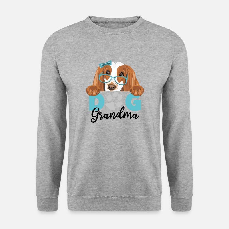 Peeking Cocker Spaniel Hund Oma - Unisex Pullover - Weißgrau meliert