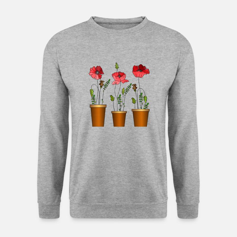 Blumen - Unisex Pullover - Weißgrau meliert