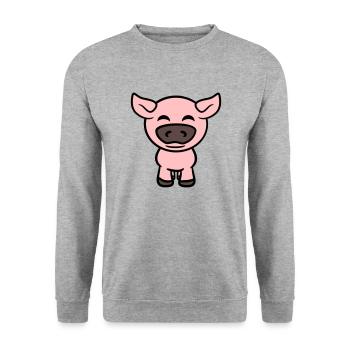 Petit Cochon Mignon Cochon Animal Amour - Sweat-shirt Unisexe - gris chiné - Devant - Alina (178cm) & Michal (187cm)
