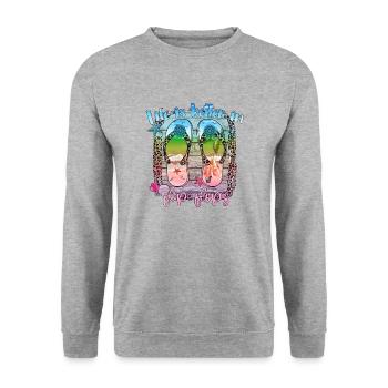 summer lake nature flora art pool sea beach love - Unisex Sweatshirt - salt & pepper - Front - Alina (178cm) & Michal (187cm)