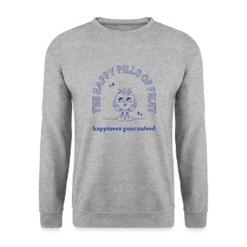 Blueberry The happy Pills of Fruit - Unisex Pullover - Weißgrau meliert - Vorne - Alina (178cm) & Michal (187cm)