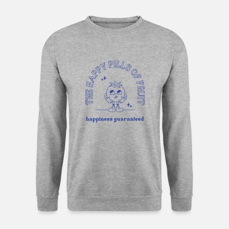 Blueberry The happy Pills of Fruit - Unisex Pullover - Weißgrau meliert