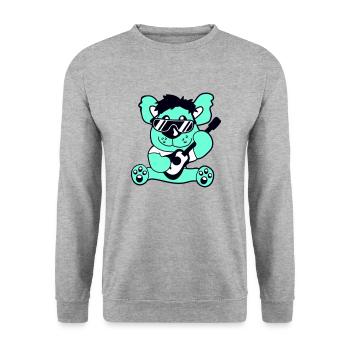 Seated Teddy Bear Plays Cute Guitar Guitarist - Unisex Sweatshirt - salt & pepper - Front - Alina (178cm) & Michal (187cm)