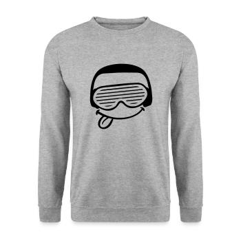 DJ Fun Gesicht Streckt Zunge Raus Party Musik Spaß - Unisex Pullover - Weißgrau meliert - Vorne - Alina (178cm) & Michal (187cm)
