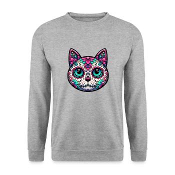 Crâne en sucre de chat coloré - Sweat-shirt Unisexe - gris chiné - Devant - Alina (178cm) & Michal (187cm)