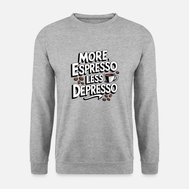 Espresso, Coffee, Kaffee, Latte, Geschenkidee - Unisex Pullover - Weißgrau meliert
