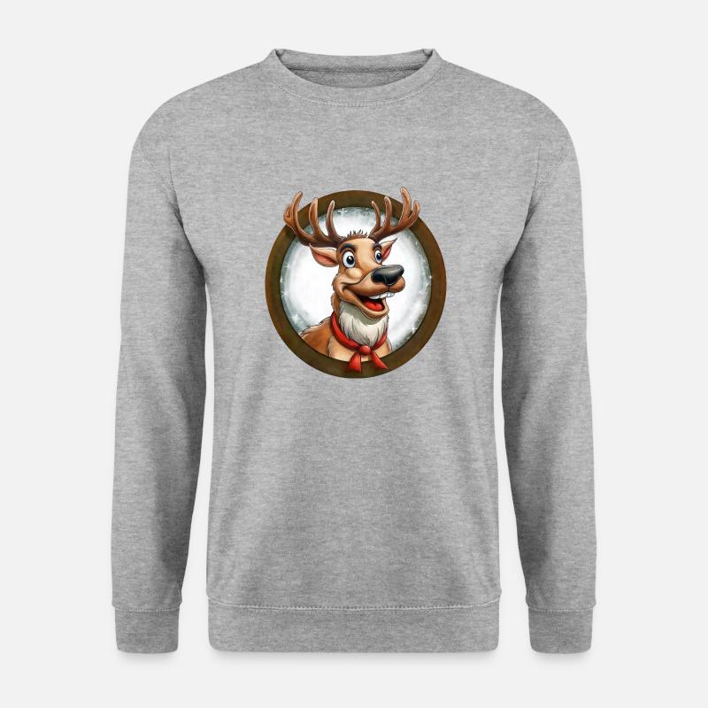 Weihnachtsrentiere - Unisex Pullover - Weißgrau meliert