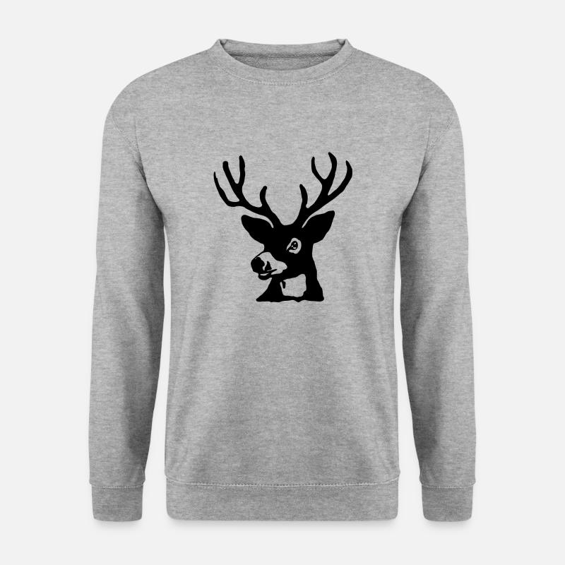 Hirsch black - Unisex Pullover - Weißgrau meliert