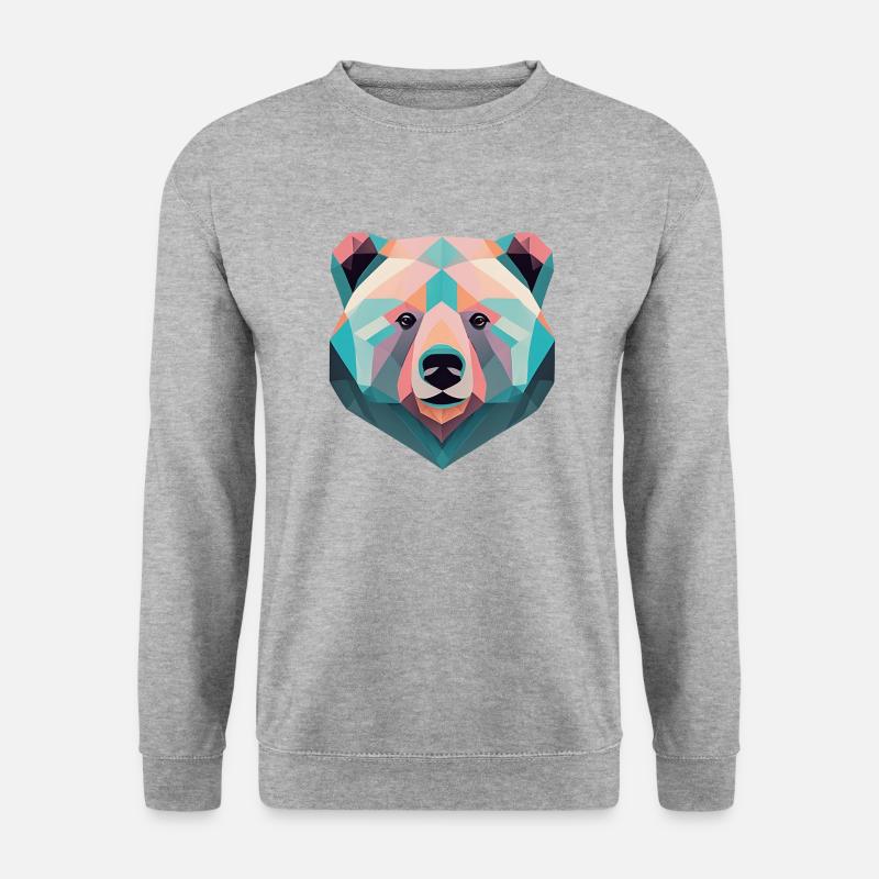 Geometric bear Bär Geschenk - Unisex Pullover - Weißgrau meliert