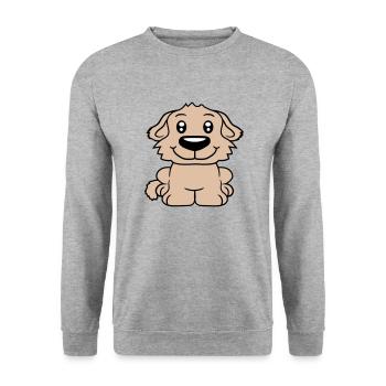 chien assis mignon petit chiot heureux animal de compagnie - Sweat-shirt Unisexe - gris chiné - Devant - Alina (178cm) & Michal (187cm)