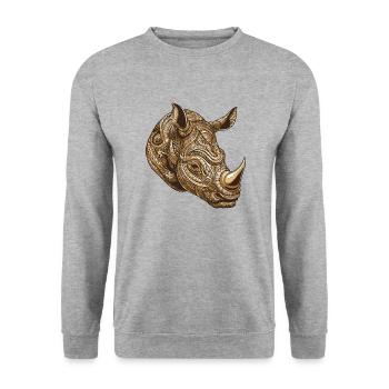 Rhinoceros Portrait - Unisex Sweatshirt - salt & pepper - Front - Alina (178cm) & Michal (187cm)